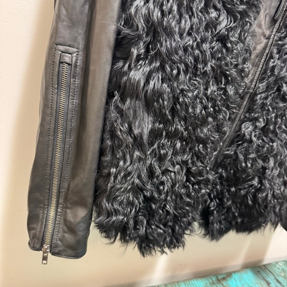 Mackage Mongolian Lamb Fur Leather Moto Jacket Size Small - Picture 6 of 16